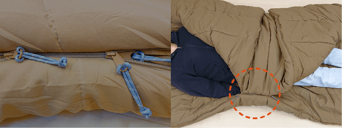 画像：上下2個のファスナー